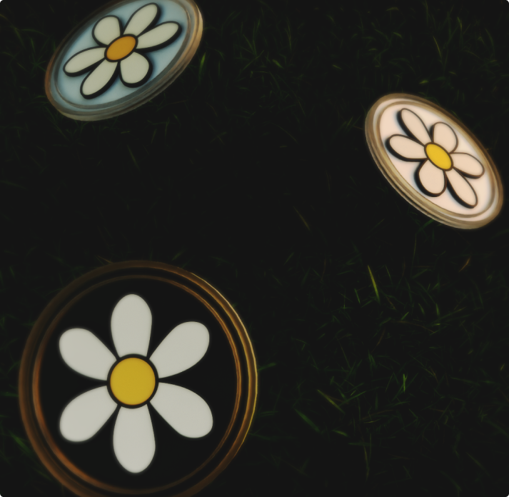 3D motion — daisy badges